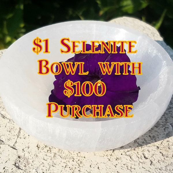 Selenite Bowl 1 Dollar Crystal SPECIAL OFFER 4" SALE Smudge Altar Witch Witchy Occult Meditation Incense Witches Voodoo Magic Offering Reiki