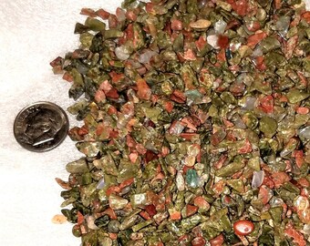 Unikite Quartz Chips Nugget Bottles Green Epidote Pink Feldspar Granite Jewelry Making No Hole Undrilled Gem Chakra Meditation Yoga Altar