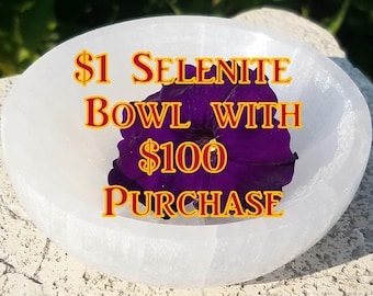 Selenite Bowl 1 Dollar Crystal SPECIAL OFFER 4" SALE Smudge Altar Witch Witchy Occult Meditation Incense Witches Voodoo Magic Offering Reiki