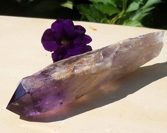 Large Amethyst Wand Crystal Quartz Point Raw Natural Rough Twin Flame DT Rainbow Self Healed Skeletal Reiki Healing Chakra Metaphysical
