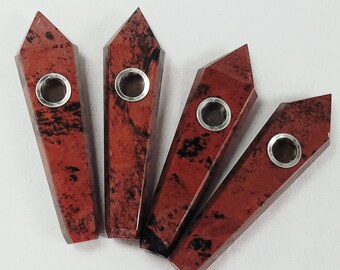High Quality Natural Mahagony Obsidian Crystal Smoking Pipe Gift Boxed Gemstone Ceremony Stone Altar Reiki Infused Healing Chakra Ceremonial