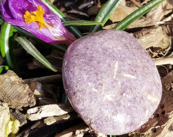 Lepidolite Purple Crystal Palm Stone Crown Chakra Large Reiki Healing Metaphysical Meaning Altar Anxiety Meditation Gemstone