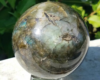 Flash Labradorite Stone Crystal Ball Lab Sphere Witches Orb Scrying Divination Reiki Protection Tool Dark Side Of Moonstone