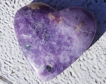 Lepidolite Heart Mica Purple Raw Gemstone Crystal Quartz Natural Crown Chakra Large Reiki Healing Metaphysical Meaning Gemstone