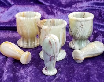 2 1/2" Mortar Pestle Stone Herb Grinding Kitchen Witch Herbal Supply Apothecary Onyx Craft Spice Wiccan Ritual Altar Tool Spices Grinder