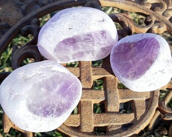 Amethyst Quartz Crystal Seer Stone Emma Egg Natural Healing Crown Chakra Reiki Energy Shaman Healer Manifest Witch Wicca Tumbled