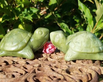 Green Jade Turtle Totem Statue Spirt Animal Gemstone Hand Carved Hand Made Crystal Healing Reiki Metaphysical Handmade Fertility