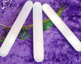 Large White Selenite Gemstone Massage Wand Cleansing Clearing Charging Chakra Crystal Healing Reiki Metaphysical Moon