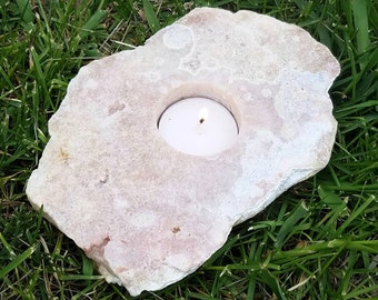 Gorgeous Pink Amethyst Crystal Candle Holder Quartz Large Gemstone Natural Reiki Chakra Energy Healing Love Harmony Peace Mineral Specimen