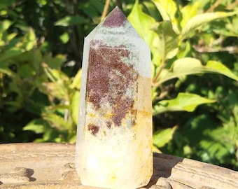 Shamanic Dream Stone Lodolite Garden Scenic Quartz Crystal Chlorite Lodalite Polished Terminated Point Reiki Healing Meditation Tower Wand