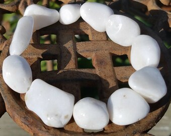 Crown Chakra Bracelet Snow Quartz Nugget Natural Genuine Gemstone Hand Crafted Made to Order Crystal Healing Reiki Metaphysical Handmade