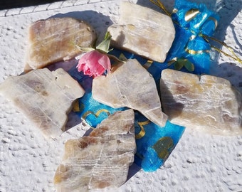 Flash Moonstone Gemstone Palm Stone Slice Rainbow Large No Hole Undrilled Jewelry Making Wire Wrap Gem Chakra Meditation Yoga Altar Pagan