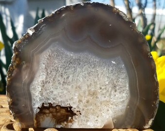 Natural Agate Slice Thick Hand Polished Crystal Gemstone Rock Specimen Mineral Self Standing Natural Chakra Reiki Altar Geode Rebirth