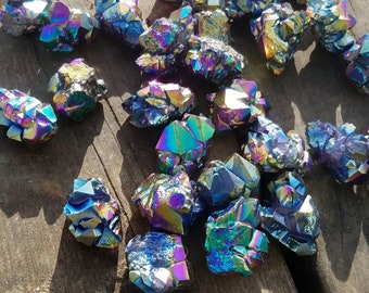 Amethyst Angel Aura Quartz Cluster Jewelry Making Pendant Bead No Hole Rainbow Flame Wire Wrapping Grid Gridding Altar Crystal Manifest
