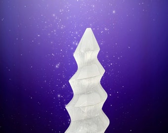Selenite Crystal Unicorn Horn Spiral Charging Point Tower Cleansing Moon Crystal Healing Chakra Cleansing Salt Meditation Metaphysical