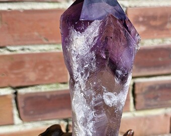 Large Amethyst Wand Crystal Quartz Point Bahia Custom Stand Smoky Self Healed Skeletal Reiki Healing Chakra Metaphysical Brazil Display
