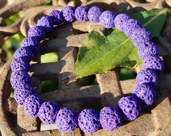 Anti Anxiety Aromatherapy Purple Lava Bead Natural Healing Gemstone Crystal Bracelet Men Women Meditation Yoga Diffuser Custom Handmade