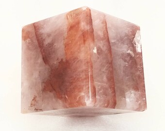 Large Rainbow Hematoid Fire Quartz Crystal Cube Reiki Charged Chakra Metaphysical Gemstone Sacred Stone Quartz Chakra Reiki Altar Heal