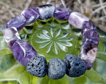 Aroma Therapy Lava Bead Natural Amethyst Healing Gemstone Crystal Bracelet Men Women Meditation Yoga New Age Stone Meanings Custom Handmade