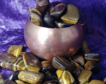 Tigers Eye Crystal Gemstone Tumbled Stone Chakra Polished Reiki Charged Healing Metaphysic Wicca Grids Protection