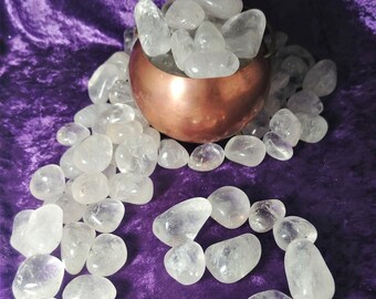 Clear Quartz Crystal Tumbled Stone Healing Large Crown Chakra Reiki Charged Energy Gridding Feng Shui Wicca Altar Pagan Metaphysical