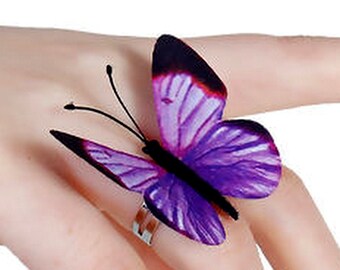 Ethereal Butterfly Ring Fabric Silver Adjustable Fairy Boho Occult Jewelry Goddess Reiki Healing Wicca Pagan