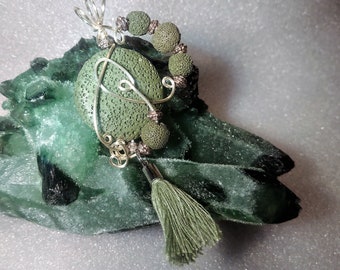 Aromatherapy Diffuser Lava Wire Wrapped Necklace Pendant Essential Oil Reiki Chakra Healing Jewelry Hand Crafted Chakra Metaphysical Gift