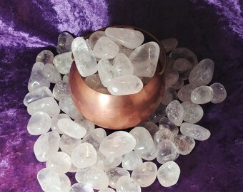 Clear Quartz Crystal Tumbled Stone Healing Large Crown Chakra Reiki Charged Energy Gridding Feng Shui Wicca Altar Pagan Metaphysical