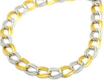 Stainless Steel Cuban Link Gold & Silver Bracelet 8-1/2" 9mm Moon Goddess Metal of Protection Reiki Healing Hypoallergenic Gift Christmas