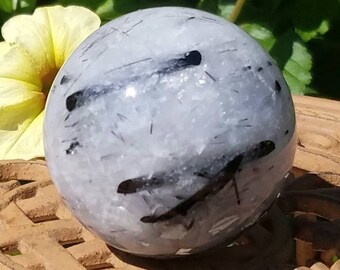 Stunning Black Tourmaline Quartz Crystal Ball Large Carved Sphere Orb Reiki Healing Divination Alter Occult Magic 63mm