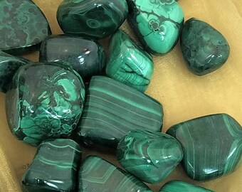 Malachite Tumbled Stone Crystal Silky Natural Free Form Healing Reiki Metaphysical Wicca Meditation Yoga Altar Heart Chakra Polished Tumbled