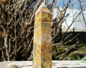 Mystical Crazy Lace Crystal Tower Wand Generator Geode Inclusions Goddess Gemstone Hand Carved Hand Made Crystal Healing Reiki Metaphysical