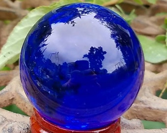 Cobalt Blue Glass Crystal Ball Stand 40mm Divination Gazing Sphere Scrying Orb Wiccan Pagan Divination Tool Reiki Healing Altar Tool Reiki