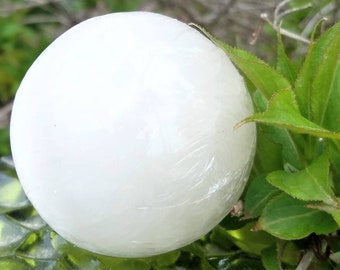 Selenite Sphere Crystal Ball 50mm - 65mm Cats Eye Moon Crystal Healing Chakra Cleansing Salt Clearing Meditation Scrying Natural Charging