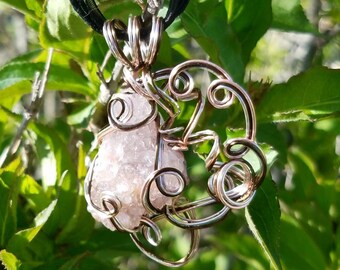 Handcrafted Wire Wrapped Pendant Necklace Madagascar Amethyst Druzy State of Flow Crystal Rose Gold Silver Bronze Hand Made Jewelry OOAK