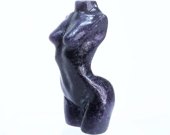 Goddess Womens Body Purple Lepidolite Healing Stone Statue Crystal Ball Metallic Gem Chakra Meditation Yoga Altar Pagan Metaphysical Meaning