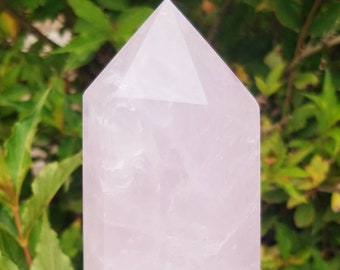 Large Rose Quartz Crystal Point Wand Terminated Large Heart Chakra Metaphysical Home Decor Feng Shui Stone of Love Lovers Altar