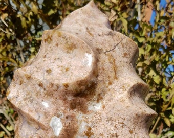Huge Ocean Jasper Flame Statue Geode Natural Hand Made Carved Stone Sea Goddess Orbicular Crystal Sediment Collector Specimen Reiki Healing