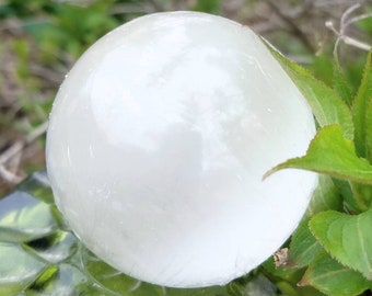 Selenite Sphere Crystal Ball 50mm - 65mm FREE Stand Cats Eye Moon Crystal Healing Chakra Cleansing Salt Clearing Meditation Scrying Natural