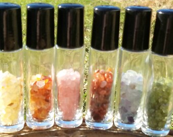 Roller Bottle Select Your Favorite Gemstone Chip Essential Oil Perfume Gift No Hole Undrilled Jewelry Gem Chakra Yoga Altar Pagan Jar Grid
