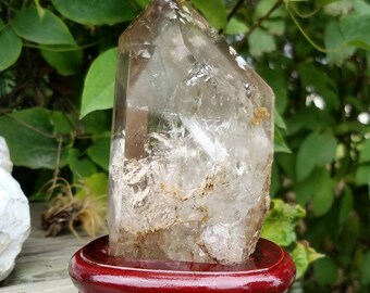 Smoky Citrine Crystal Custom Wood Stand Natural Point Tower Rainbow Raw Gemstone Quartz Gemstone Altar Reiki Chakra Metaphysical Meaning