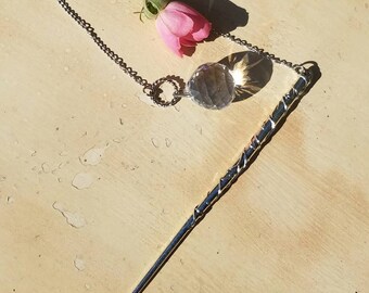 Wand Magic Magical Enchanted Pendulum Cut Glass Crystal Ball Dowsing Hand Crafted Magick Witch Pagan Wiccan Wicca Craft Spell Altar Tool