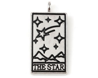 The Star Tarot Card Charm Pendant Pentacle Necklace Silver Pagan Wicca Witch Wiccan Star Jewelry Making Traditional Charms