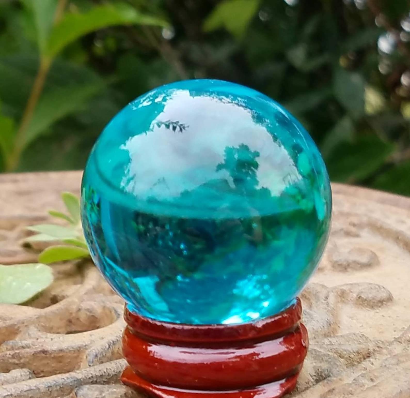 Ocean Blue Glass Crystal Ball Stand 40mm Divination Gazing | Etsy