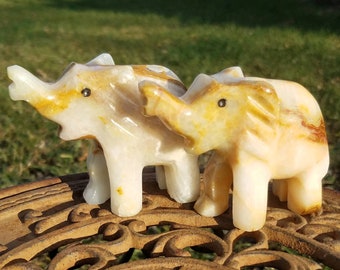 Lucky Elephant Banded Onyx Hand Carved Crystal Gemstone Stone Chakra Metaphysical Meaning Healing Spirit Animal Totem