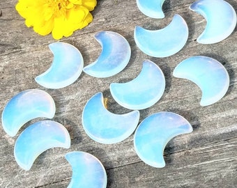 Opalite Moon Crystal Carving Gemstone Healing Altar Yoga Chakra Reiki Metaphysical Home Office Altar Décor Witch Wicca Pagan Spell Magic