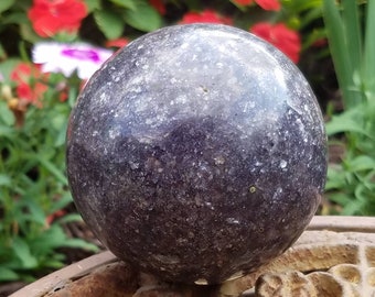 STUNNING Orgonite Lepidolite Purple Silver Mica Crystal Sphere Conglomerate 79mm Rainbow Crown Chakra Reiki Healing Metaphysical Gemstone