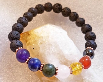 7 Chakra Healing Lava Rose Gold Gemstone Crystal Bracelet Grade A Meditation Pride Yoga New Age Holistic Stone Meaning Custom Handmade Aroma