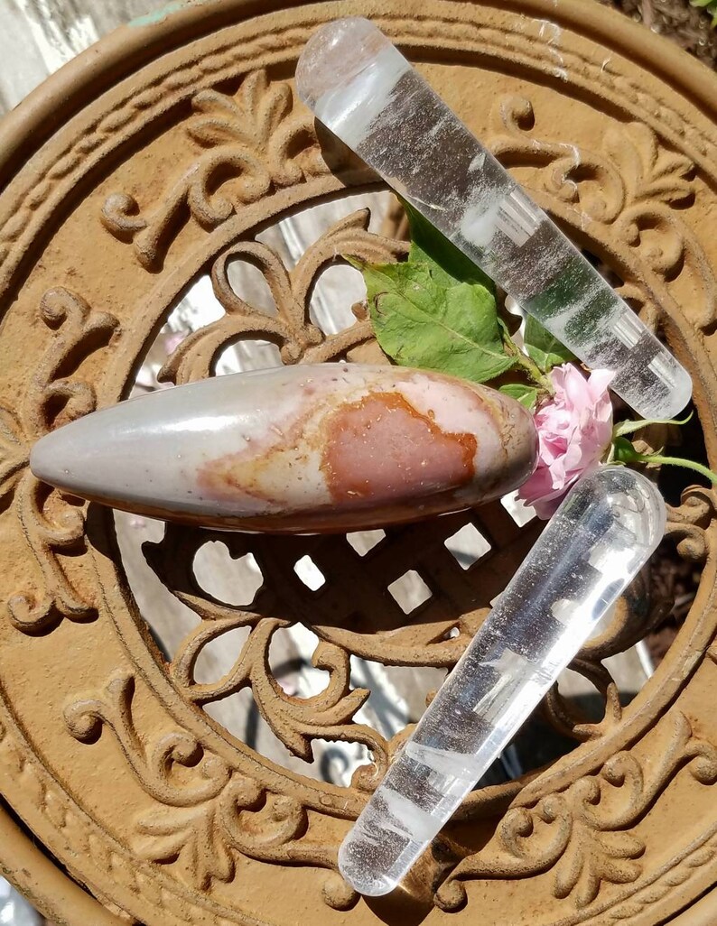 Polychrome Jasper Clear Qartz Crystal Massage Wand Crystal Etsy