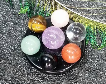 Grid Set Kit Obsidian Base Crystal Sphere Ball Sacred Geometry Star Plate Board Altar Shrine Healing Reiki Merkabah Mysticism